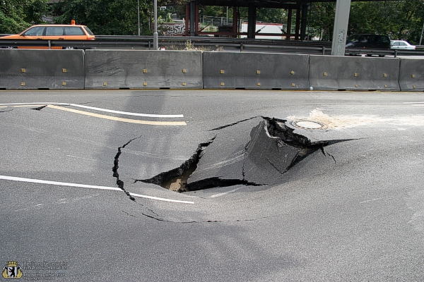 Absenkung der Fahrbahn