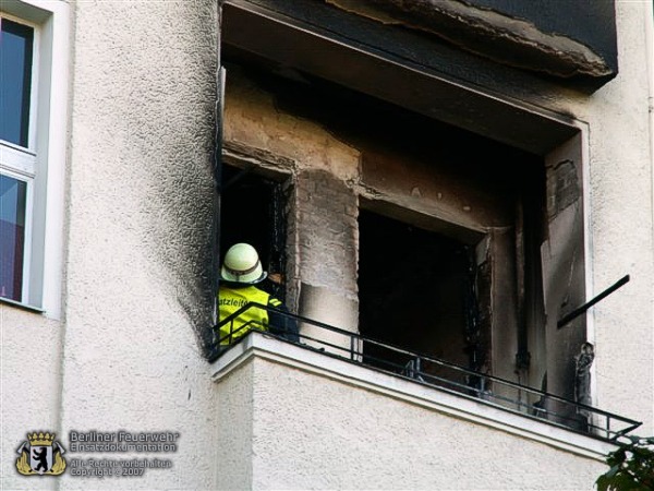 Balkon der Brandwohnung