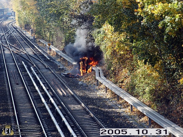 Flammen an den Bahnanlagen
