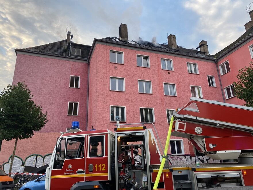 Teilansicht des ausgebrannten Dachstuhls