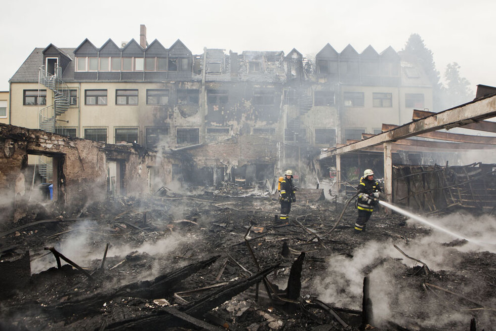 Einsatzstelle nach dem Vollbrand