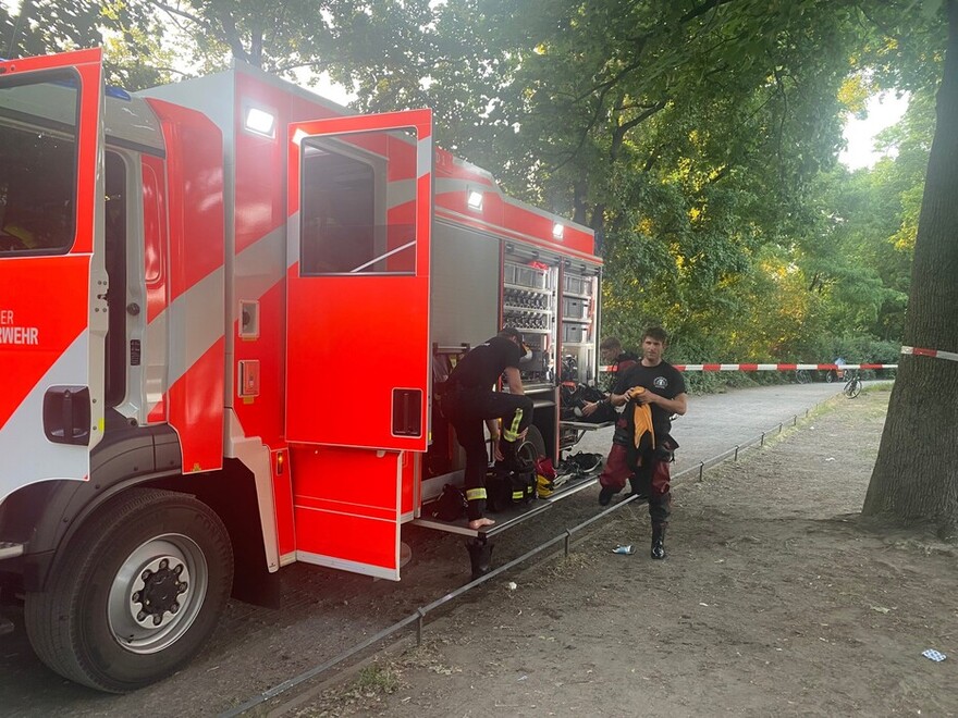 GW-Wasserrettung an der Einsatzstelle