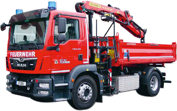 LKW 3 mit Ladekran Ansicht schräg vorn Fahrerseite
