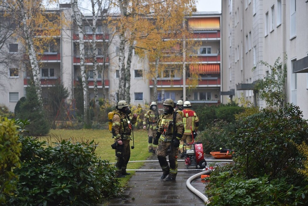 Einsatztrupp nach der Brandbekämpfung