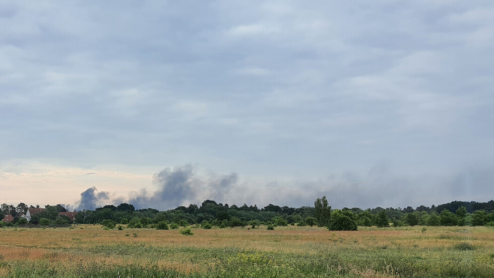 Weithin sichtbare Rauchwolke aus Richtung der Stadtgrenze.