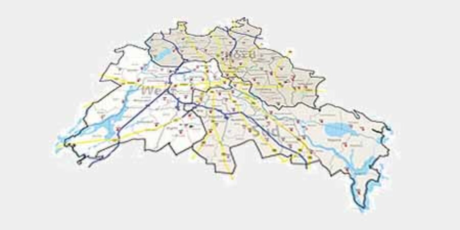 Stadtplan mit Feuerwehrdienststellen