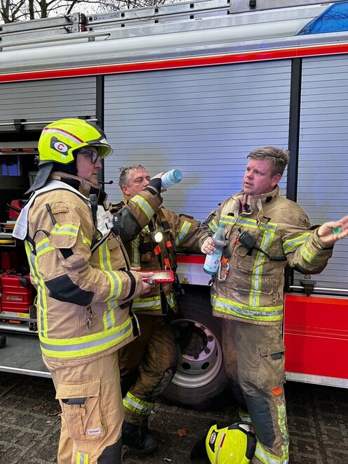 Atemschutztrupp nach Brandbekämpfung