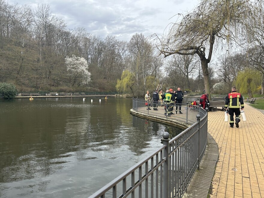 Einsatzkräfte am Großen Teich