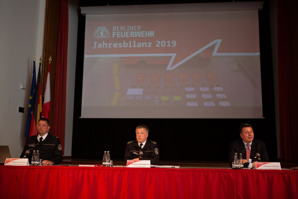Innensenator Geisel und Landesbranddirektor Dr. Homrighausen präsentieren die Jahresbilanz 2019.