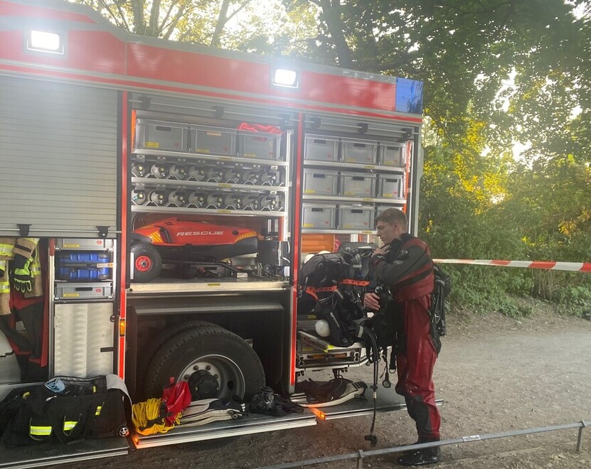 GW-Wasserrettung an der Einsatzstelle