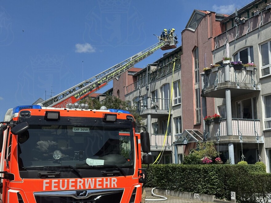 Brandbekämpfung über die Drehleiter