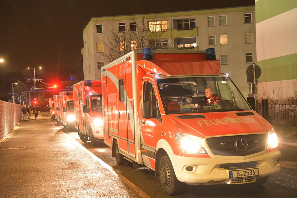 Aufstellung der Fahrzeuge in Warteposition