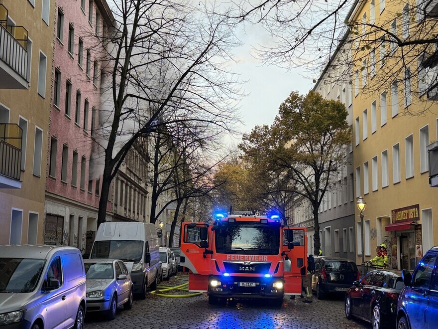 Löschfahrzeug an der Einsatzstelle