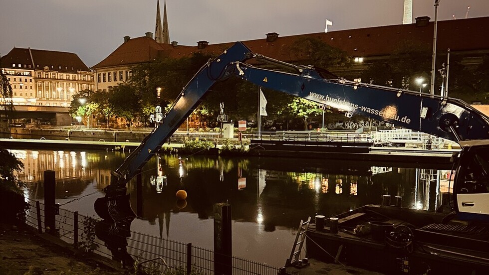 Blick auf die Fundstelle in der Spree