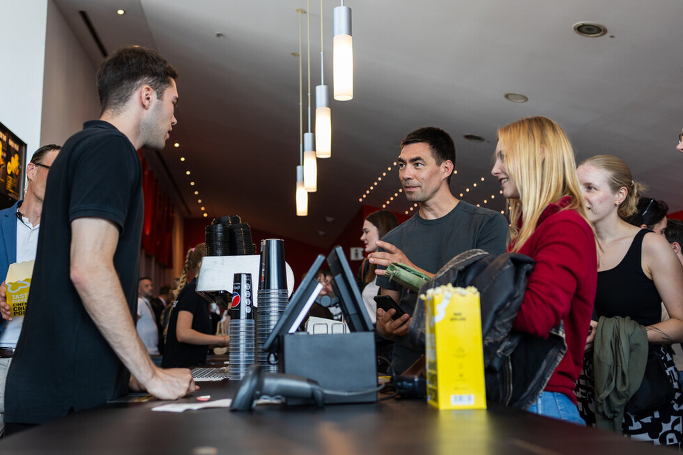 Kinokasse bei der Premiere