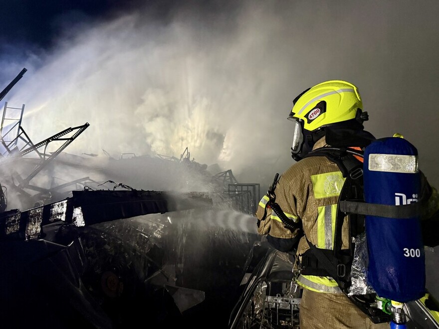 Brandbekämpfung in der Nacht