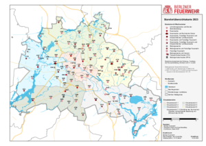 Dokument Übersichtskarte Standorte der Berliner Feuerwehr 2023 Abbildung der Titelseite