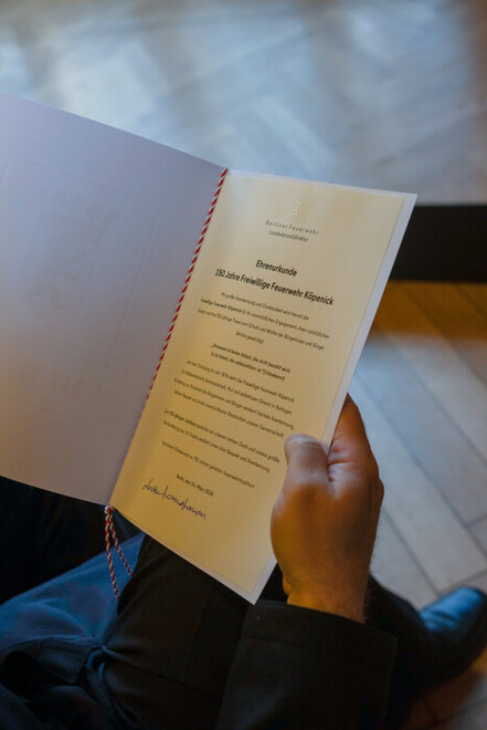 Ehrenurkunde für die FF Köpenick