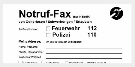 Kopf des Vordrucks Notruffax