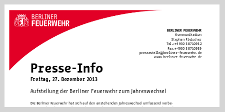 Seitenkopf einer Presseinformation